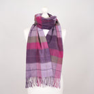Edinburgh 100% Lambswool Scarf – Premium Soft Wool Wrap - Mixed Check - Heather/Pink - Heritage Of Scotland -