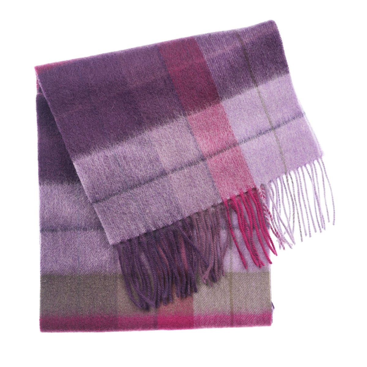 Edinburgh 100% Lambswool Scarf – Premium Soft Wool Wrap - Mixed Check - Heather/Pink - Heritage Of Scotland -