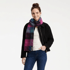 Edinburgh 100% Lambswool Scarf – Premium Soft Wool Wrap - Mixed Check - Magenta and Black - Heritage Of Scotland -