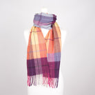 Edinburgh 100% Lambswool Scarf – Premium Soft Wool Wrap - Multi Windowpane - Ginger and Plum - Heritage Of Scotland -