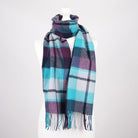 Edinburgh 100% Lambswool Scarf – Premium Soft Wool Wrap - Myriad Check - Aqua, Navy and Bordeaux - Heritage Of Scotland -