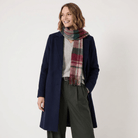 Edinburgh 100% Lambswool Scarf – Premium Soft Wool Wrap - Myriad Check - Khaki/Bordeaux - Heritage Of Scotland -