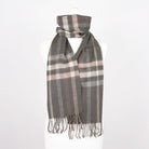 Edinburgh 100% Lambswool Scarf – Premium Soft Wool Wrap - Oversized Check Taupe - Heritage Of Scotland -
