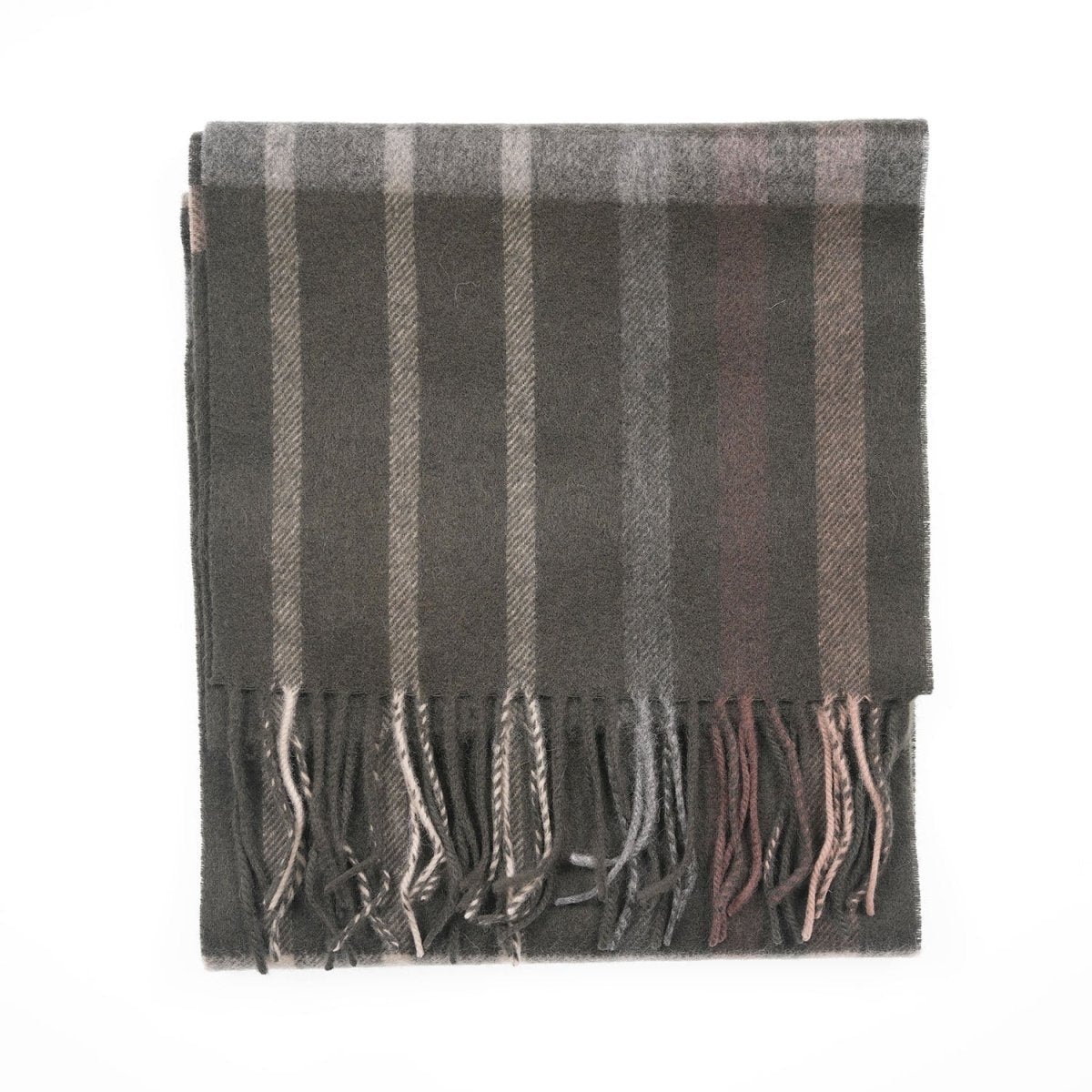 Edinburgh 100% Lambswool Scarf – Premium Soft Wool Wrap - Oversized Check Taupe - Heritage Of Scotland -