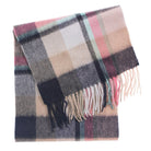 Edinburgh 100% Lambswool Scarf – Premium Soft Wool Wrap - Scarf Myriad Check - Navy,Peony and Aqua - Heritage Of Scotland -