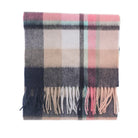 Edinburgh 100% Lambswool Scarf – Premium Soft Wool Wrap - Scarf Myriad Check - Navy,Peony and Aqua - Heritage Of Scotland -