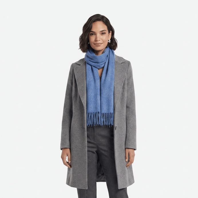 Edinburgh 100% Lambswool Scarf – Premium Soft Wool Wrap - Soft Denim - Heritage Of Scotland -