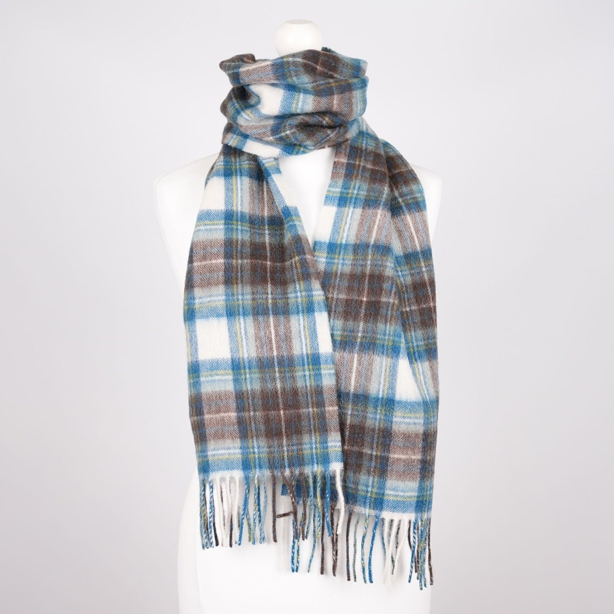 Edinburgh 100% Lambswool Scarf – Premium Soft Wool Wrap - Stewart Muted Blue - Heritage Of Scotland -