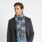 Edinburgh 100% Lambswool Scarf – Premium Soft Wool Wrap - Stewart Muted Blue - Heritage Of Scotland -