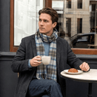 Edinburgh 100% Lambswool Scarf – Premium Soft Wool Wrap - Stewart Muted Blue - Heritage Of Scotland -