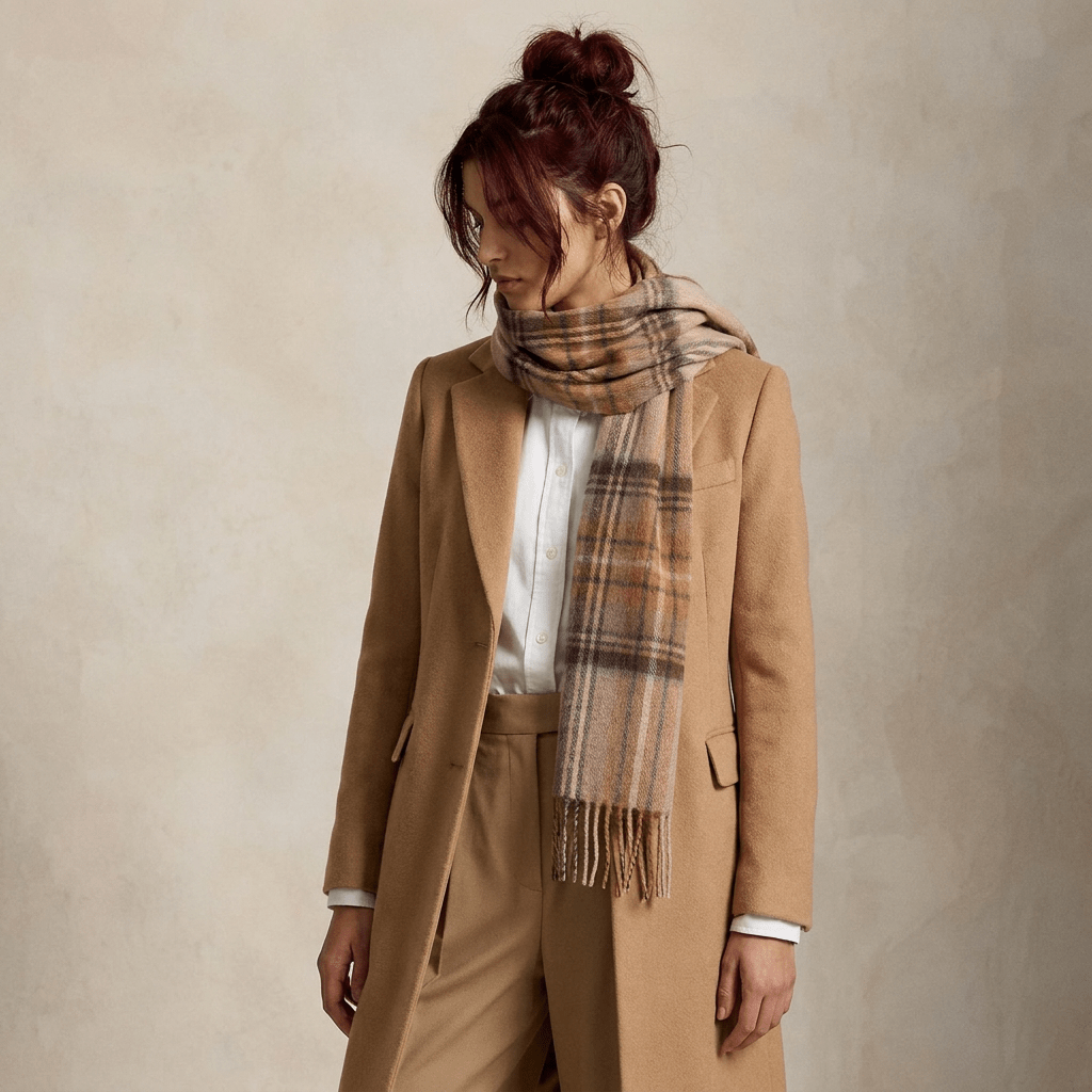 Edinburgh 100% Lambswool Scarf – Premium Soft Wool Wrap - Stewart Natural Dress - Heritage Of Scotland -