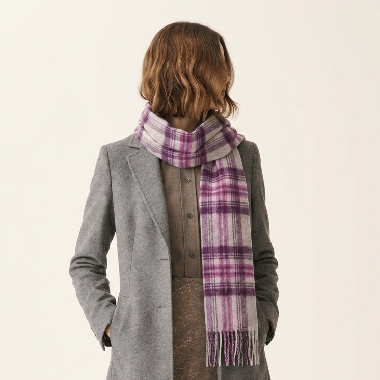 Edinburgh 100% Lambswool Scarf – Premium Soft Wool Wrap - Stewart Purple - Heritage Of Scotland -