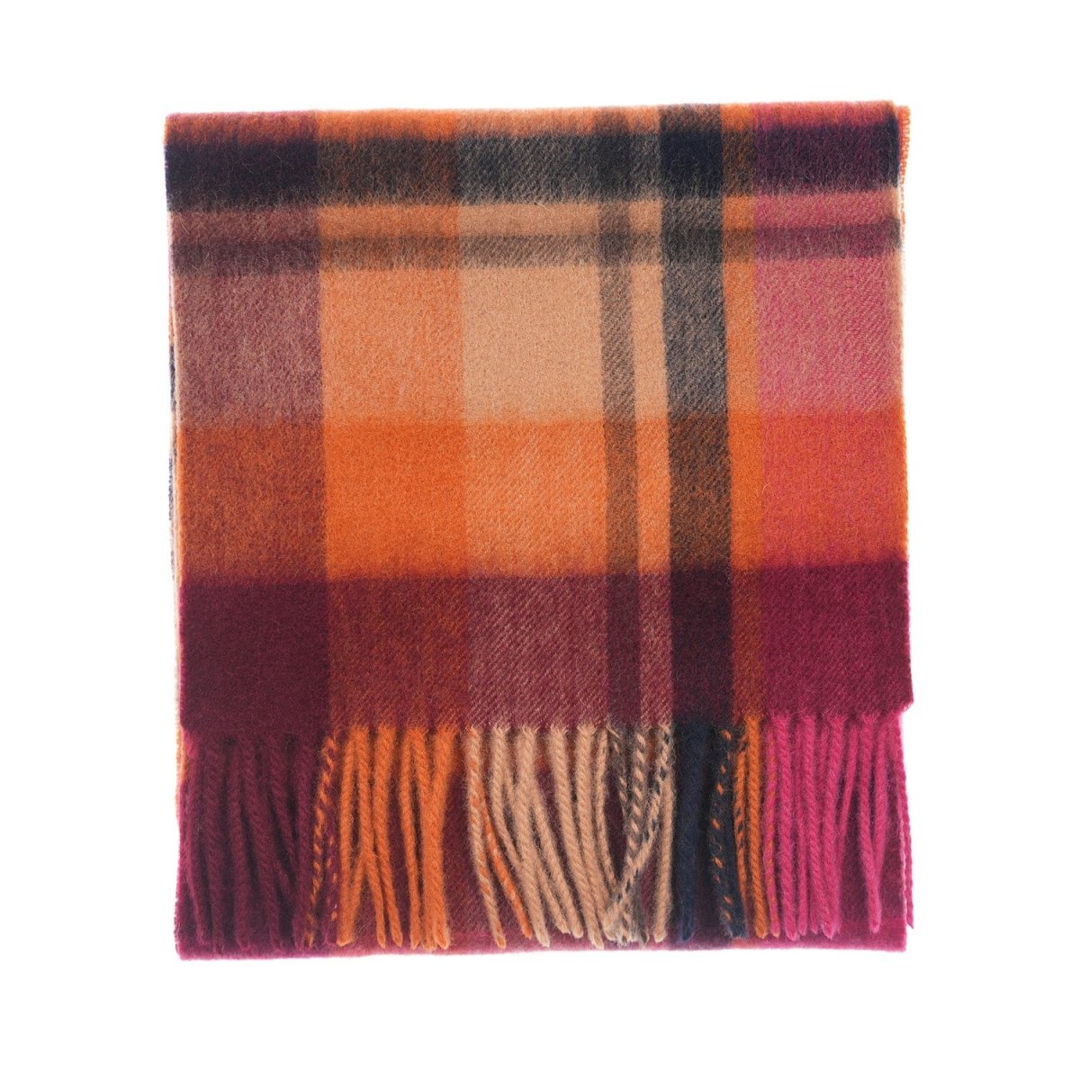 Edinburgh 100% Lambswool Scarf – Premium Soft Wool Wrap - Tartan Scarf Myriad Check - Spice/Magenta - Heritage Of Scotland -