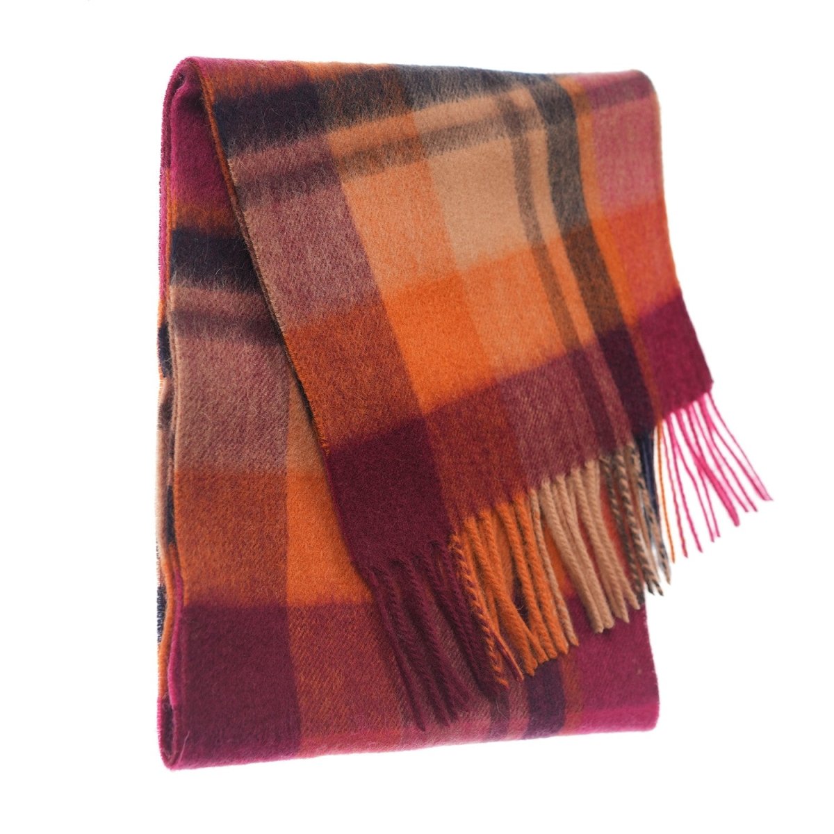 Edinburgh 100% Lambswool Scarf – Premium Soft Wool Wrap - Tartan Scarf Myriad Check - Spice/Magenta - Heritage Of Scotland -