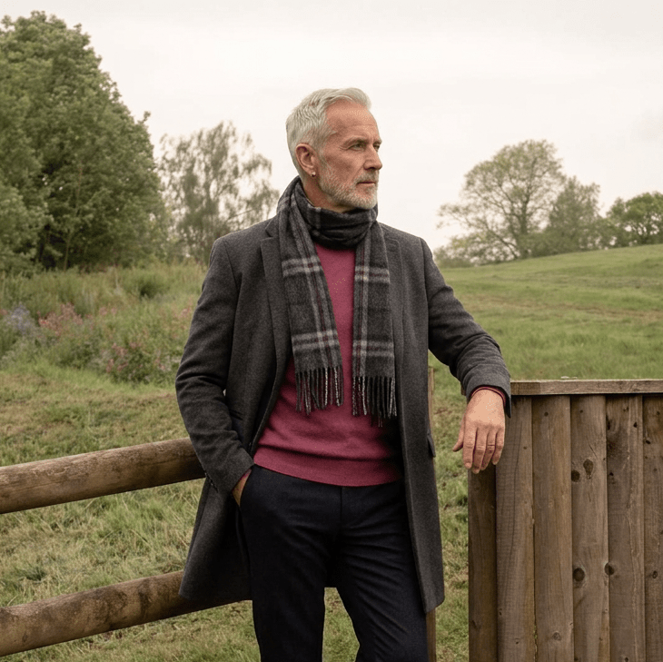Edinburgh 100% Lambswool Scarf – Premium Soft Wool Wrap - Thomson Charcoal - Heritage Of Scotland -