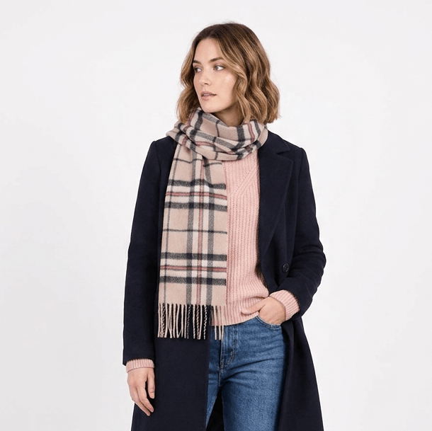 Edinburgh 100% Lambswool Scarf – Premium Soft Wool Wrap - Thomson Light Beige - Heritage Of Scotland -