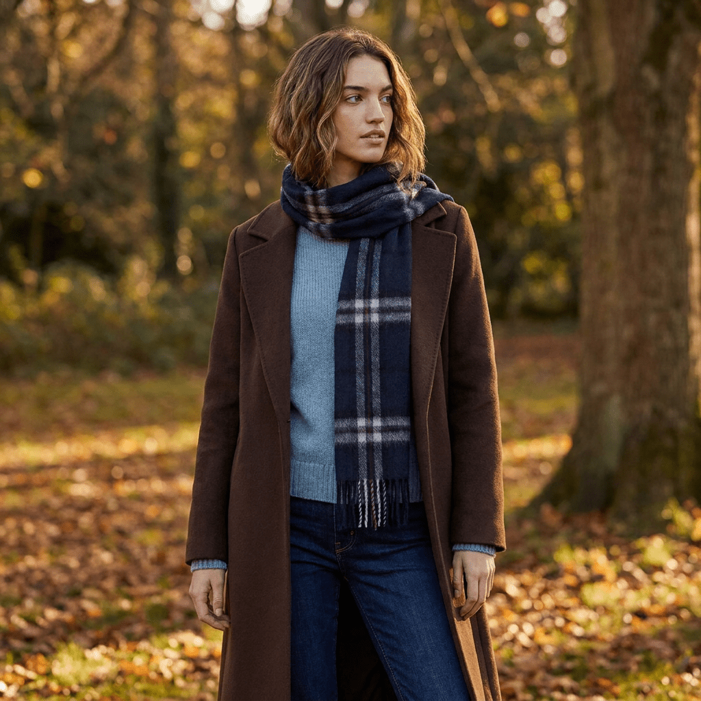 Edinburgh 100% Lambswool Scarf – Premium Soft Wool Wrap - Thomson Navy - Heritage Of Scotland -