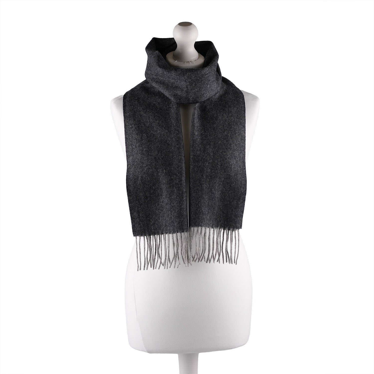 Edinburgh 100% Lambswool Tartan Scarf Herringbone Navy - Heritage Of Scotland - HERRINGBONE NAVY