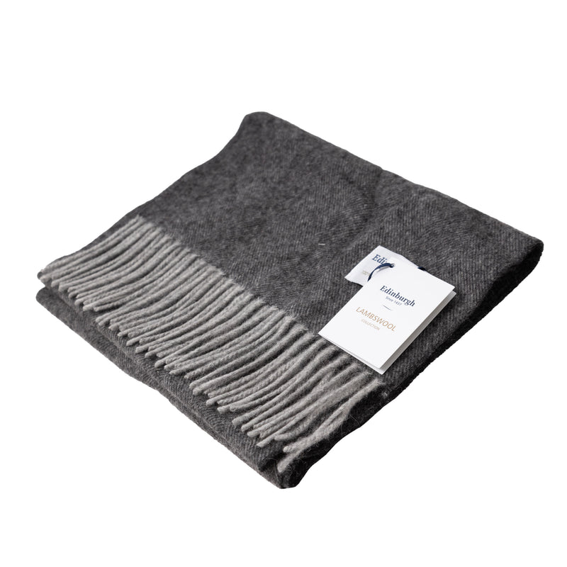 Edinburgh 100% Lambswool Tartan Scarf Light Grey Charcoal - Heritage Of Scotland - LIGHT GREY CHARCOAL