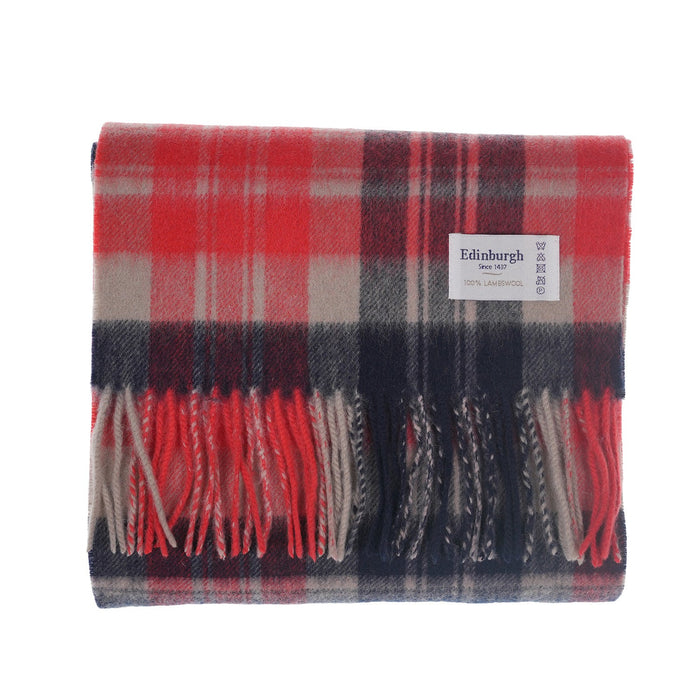 Edinburgh 100% Lambswool Tartan Scarf Macdonald Coral Mix - Heritage Of Scotland - MACDONALD CORAL MIX
