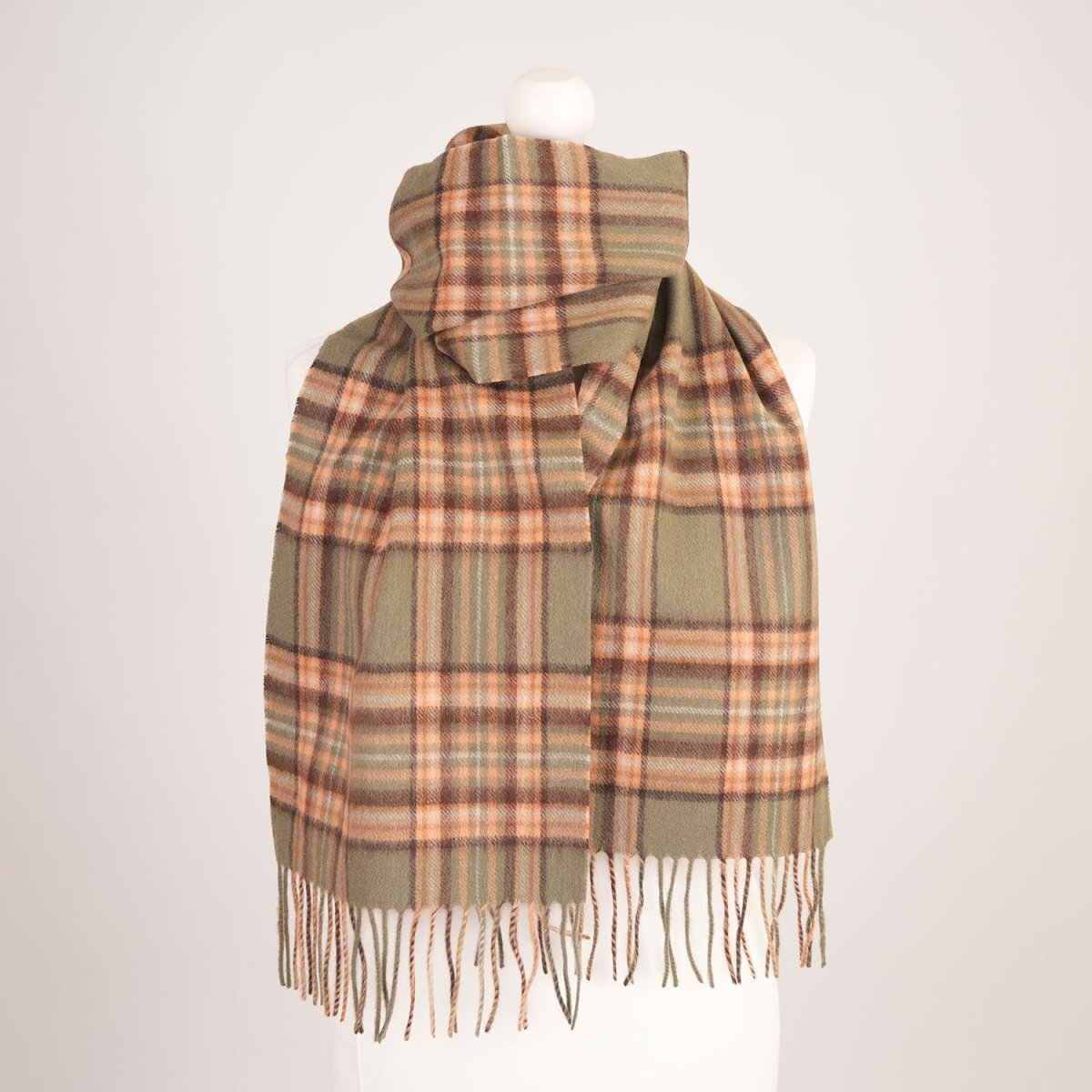 Edinburgh 100% Lambswool Tartan Scarf - Royal Stewart Vintage Green - Heritage Of Scotland -