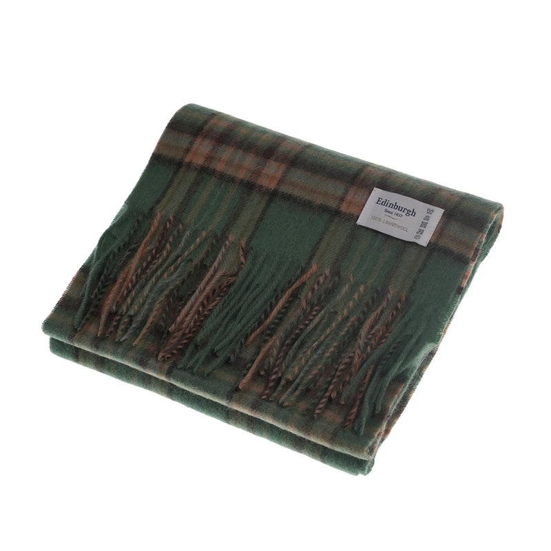Edinburgh 100% Lambswool Tartan Scarf Royal Stewart Vintage Green - Heritage Of Scotland - ROYAL STEWART VINTAGE GREEN
