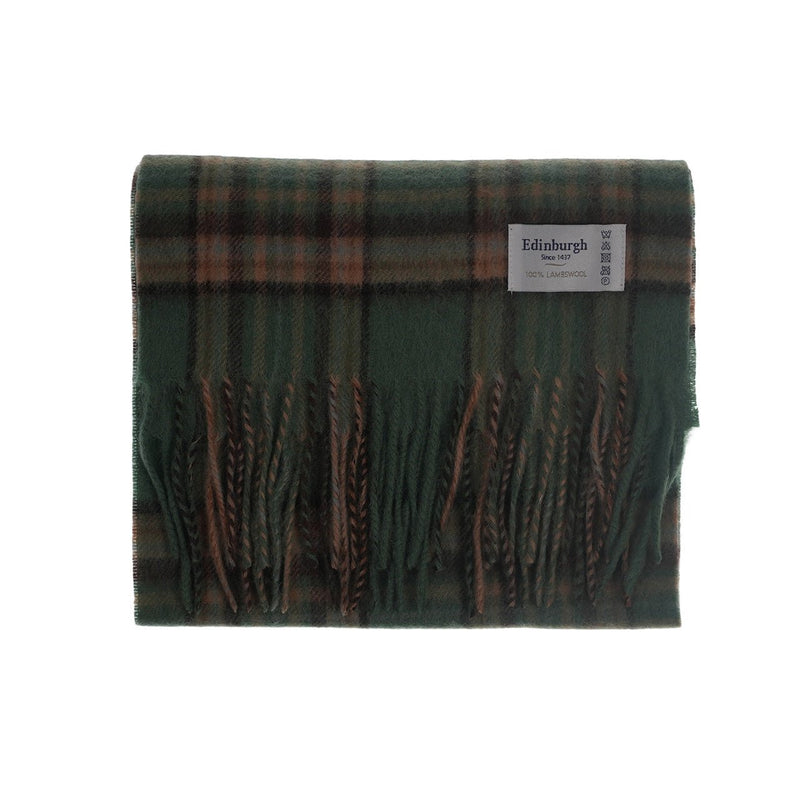 Edinburgh 100% Lambswool Tartan Scarf Royal Stewart Vintage Green - Heritage Of Scotland - ROYAL STEWART VINTAGE GREEN