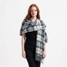 Edinburgh 100% Lambswool Tartan Stole – Soft Scottish Wrap Scarf - DOVE and GREY CHECK - Heritage Of Scotland -