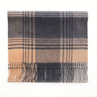 Edinburgh 100% Pure Cashmere Wide Scarf – Luxury Oversized Wrap - Broken Check - Navy and Camel - Heritage Of Scotland -