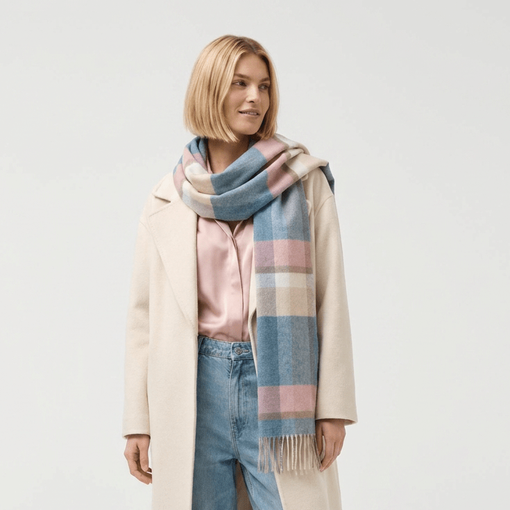 Edinburgh 100% Pure Cashmere Wide Scarf – Luxury Oversized Wrap - Middleton Aqua - Heritage Of Scotland -