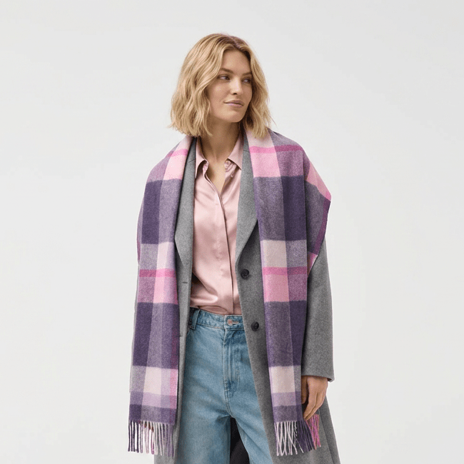Edinburgh 100% Pure Cashmere Wide Scarf – Luxury Oversized Wrap - Middleton Heather - Heritage Of Scotland -