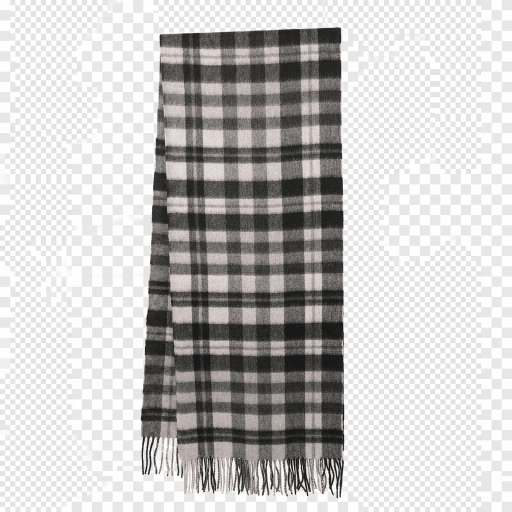 Edinburgh 100% Pure Cashmere Wide Scarf – Luxury Oversized Wrap - Mile Check - Monochrome - Heritage Of Scotland -