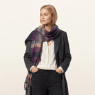 Edinburgh 100% Pure Cashmere Wide Scarf – Luxury Oversized Wrap - Scots Check – Eminence/Camel - Heritage Of Scotland -