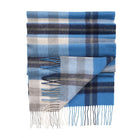 Edinburgh 100% Pure Cashmere Wide Scarf – Luxury Oversized Wrap - Scots Check – Kintyre Blue and Pewter - Heritage Of Scotland -