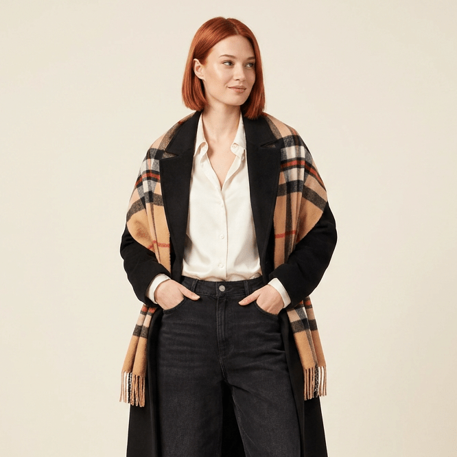 Edinburgh 100% Pure Cashmere Wide Scarf – Luxury Oversized Wrap - Thomson Camel - Heritage Of Scotland -