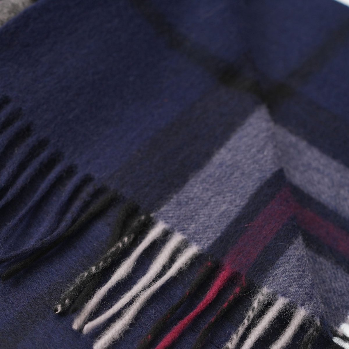 Edinburgh 100% Pure Cashmere Wide Scarf – Luxury Oversized Wrap - Thomson Navy - Heritage Of Scotland -
