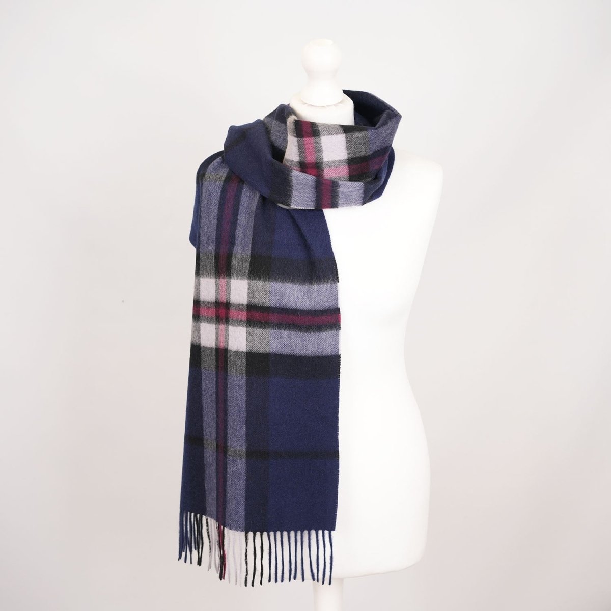 Edinburgh 100% Pure Cashmere Wide Scarf – Luxury Oversized Wrap - Thomson Navy - Heritage Of Scotland -