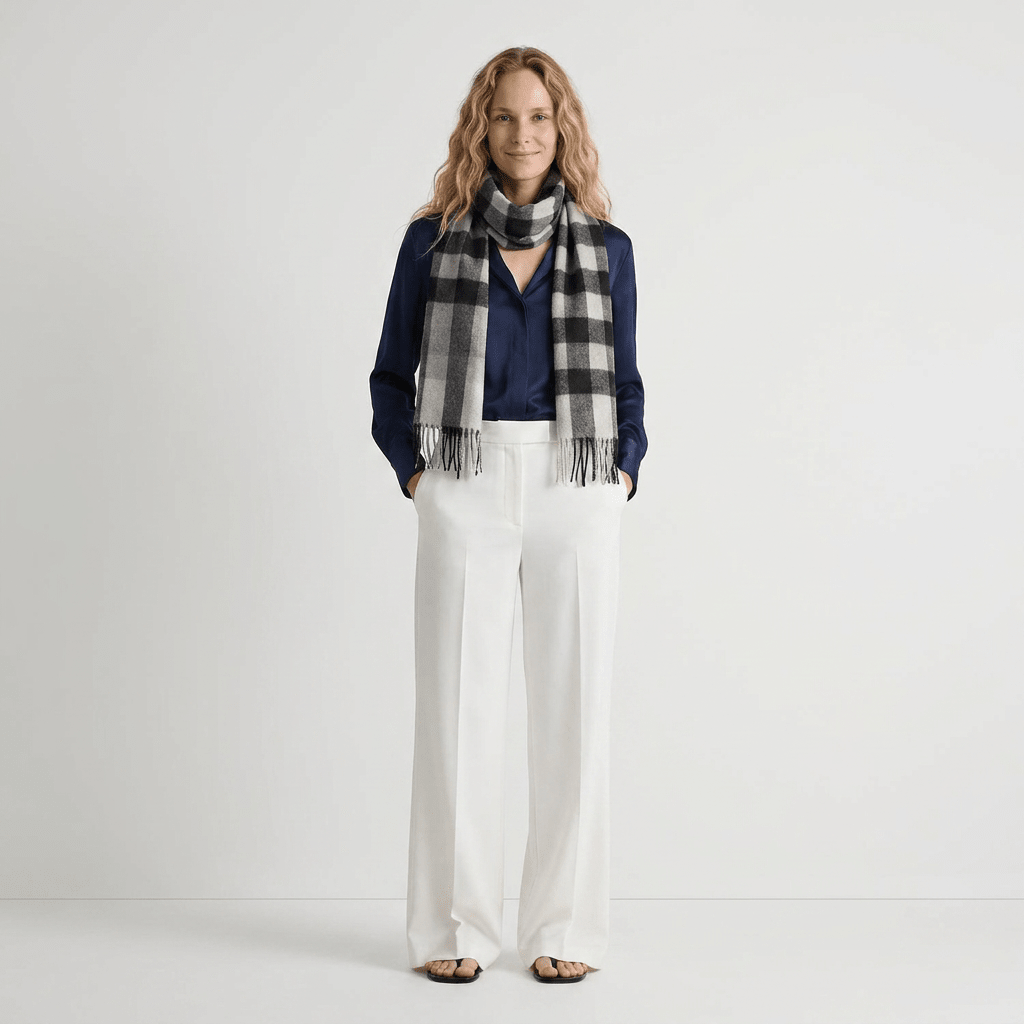 Edinburgh Cashmere Premium Lightweight Scarf - Soft Luxury Wrap - Bannockbane Silver - Heritage Of Scotland -
