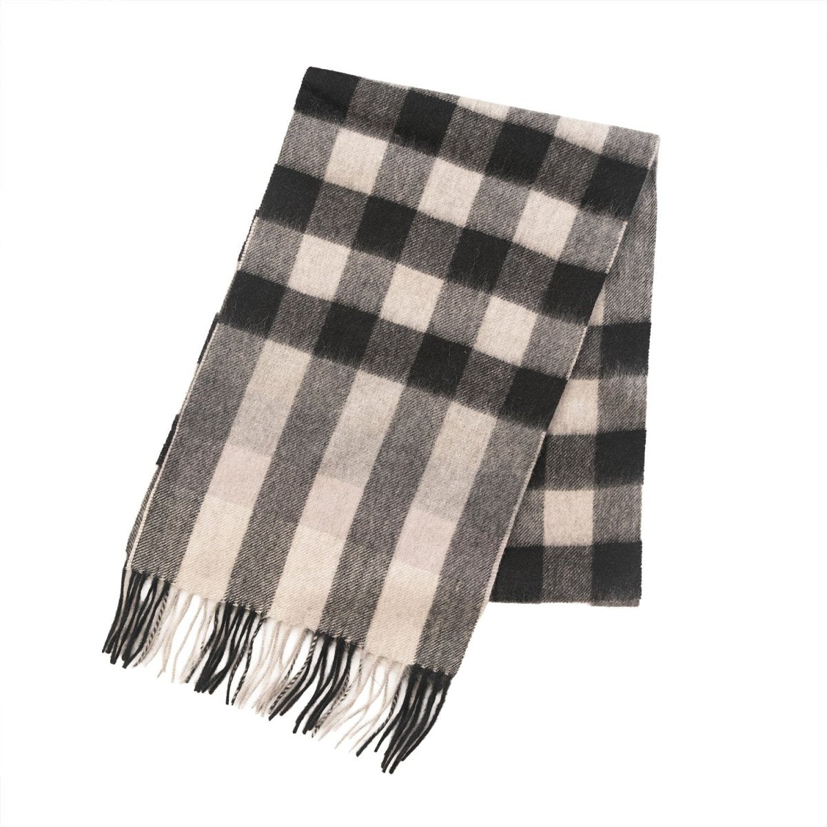 Edinburgh Cashmere Premium Lightweight Scarf - Soft Luxury Wrap - Black and Oyster - Heritage Of Scotland -