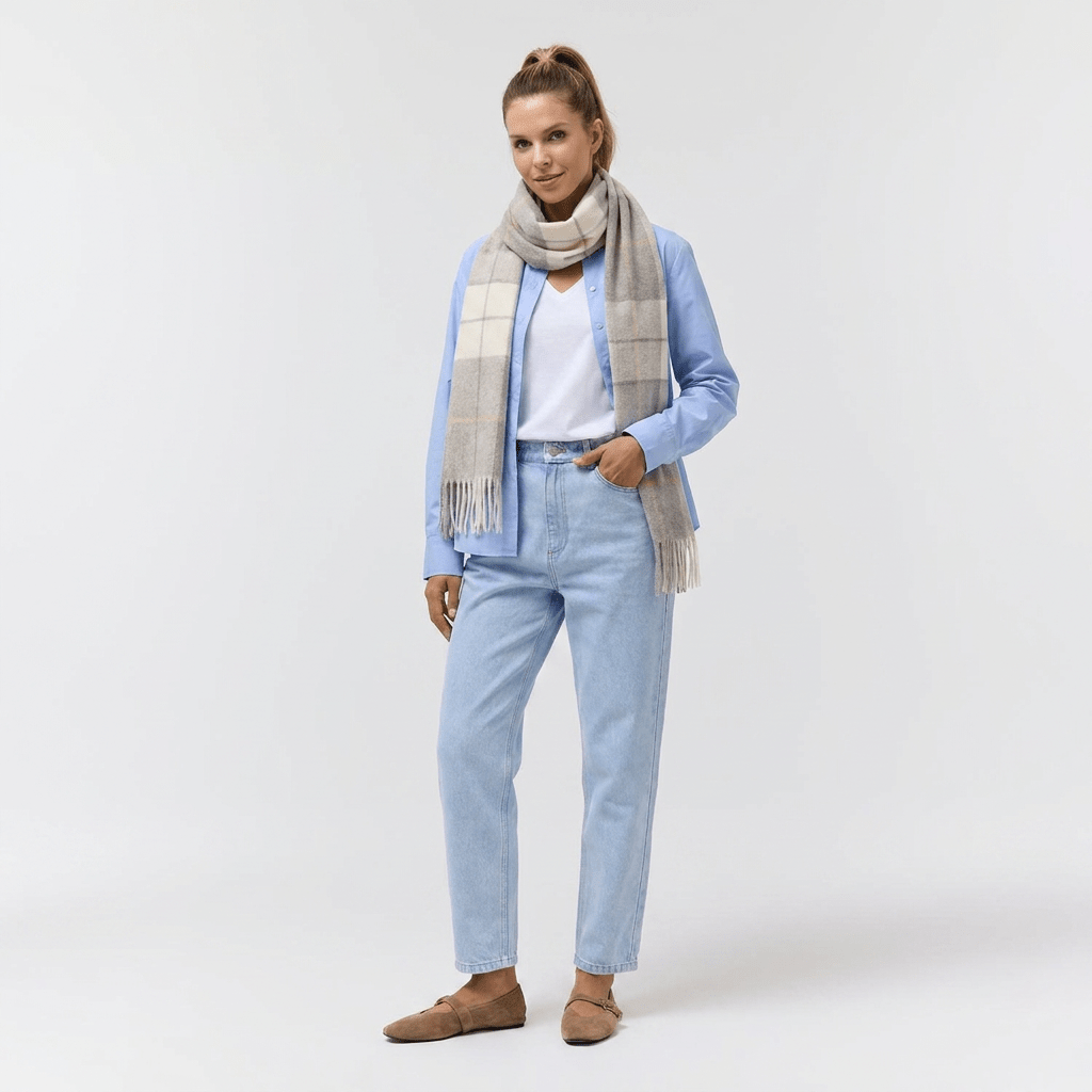 Edinburgh Cashmere Premium Lightweight Scarf - Soft Luxury Wrap - Newsome Grey - Heritage Of Scotland -