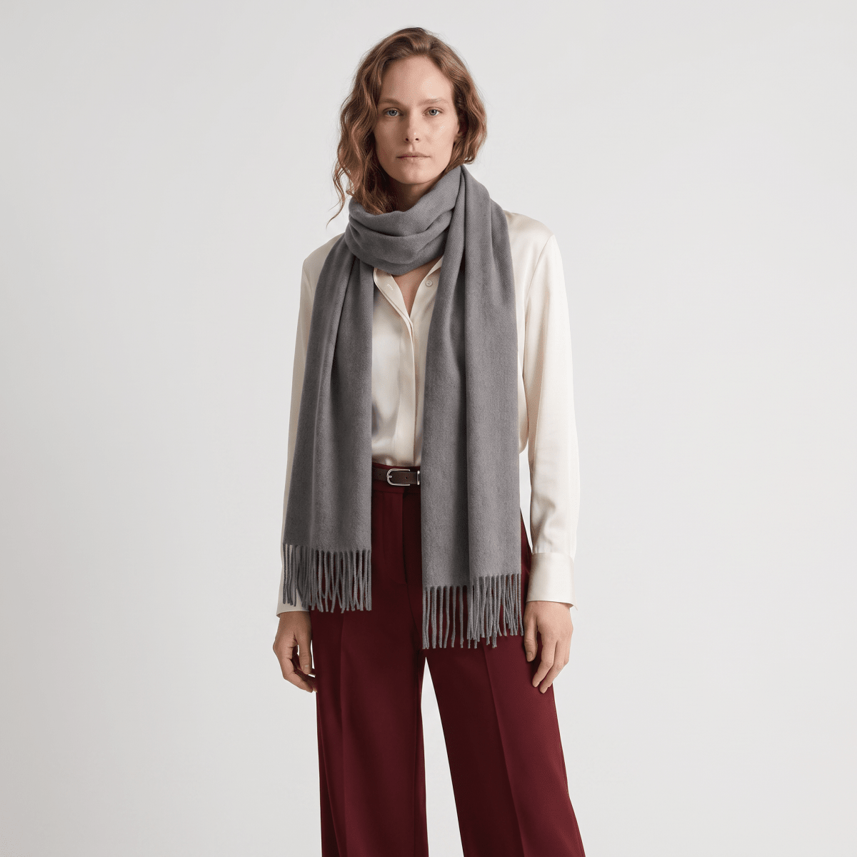 Edinburgh Cashmere Premium Lightweight Scarf - Soft Luxury Wrap - Oyster Grey - Charcoal - Heritage Of Scotland -
