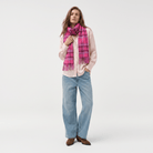 Edinburgh Cashmere Premium Lightweight Scarf - Soft Luxury Wrap - Stewart Bright Pink - Heritage Of Scotland -