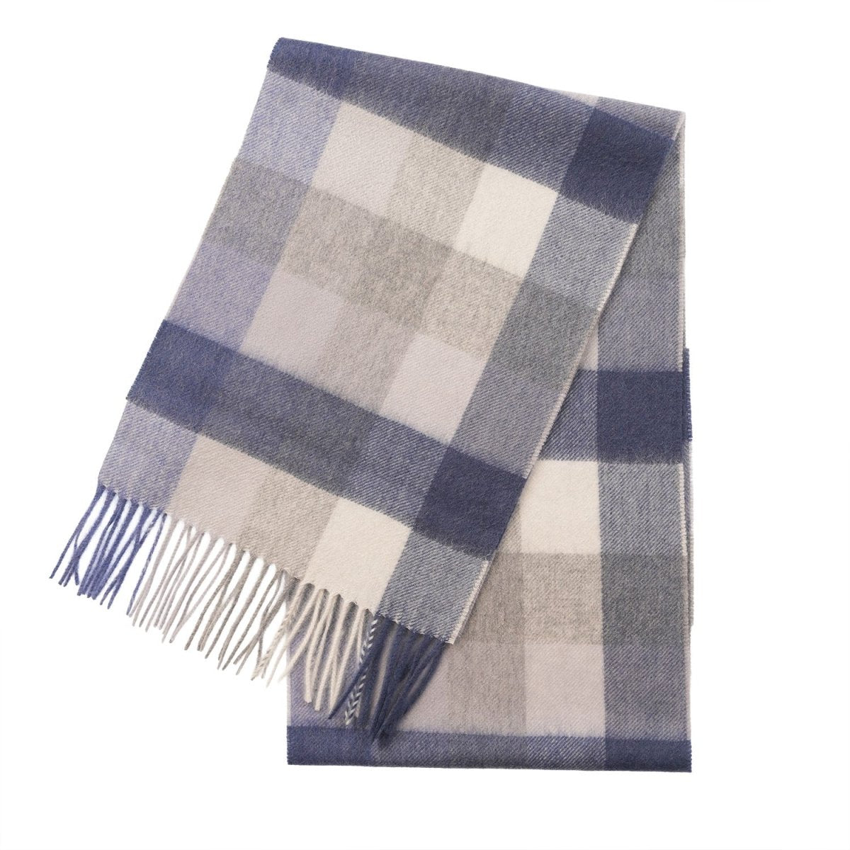 Edinburgh Cashmere Premium Lightweight Scarf - Ultra-Soft Luxury Wrap - 5 Square Tartan - Blue and Green - Heritage Of Scotland -