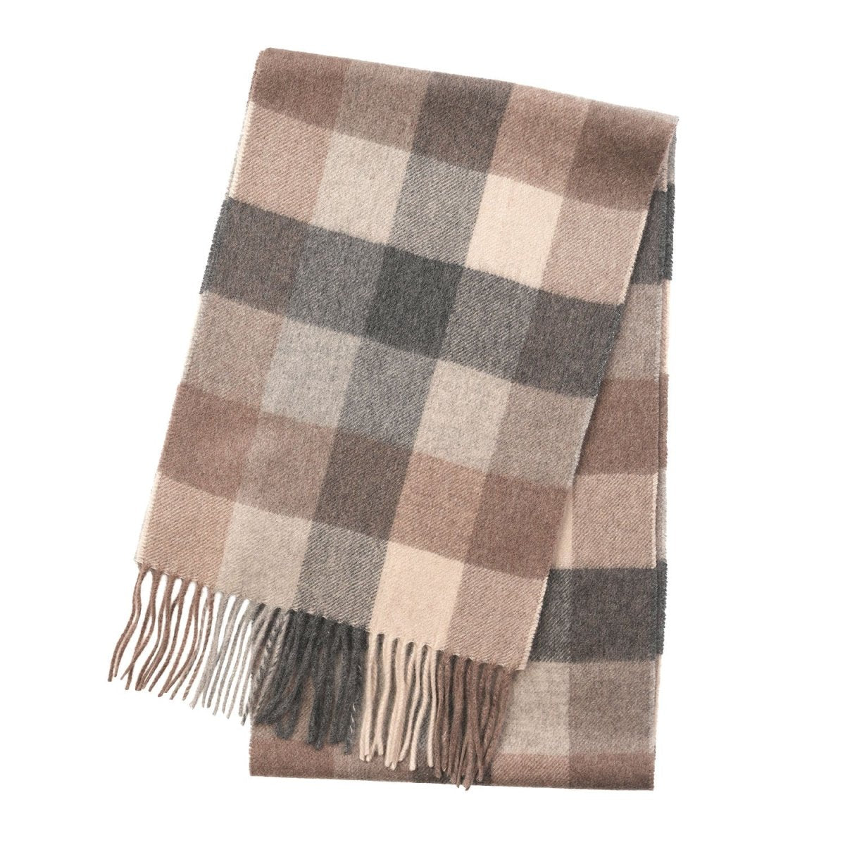 Edinburgh Cashmere Premium Lightweight Scarf - Ultra-Soft Luxury Wrap - 5 Square Tartan - Brown and Black - Heritage Of Scotland -