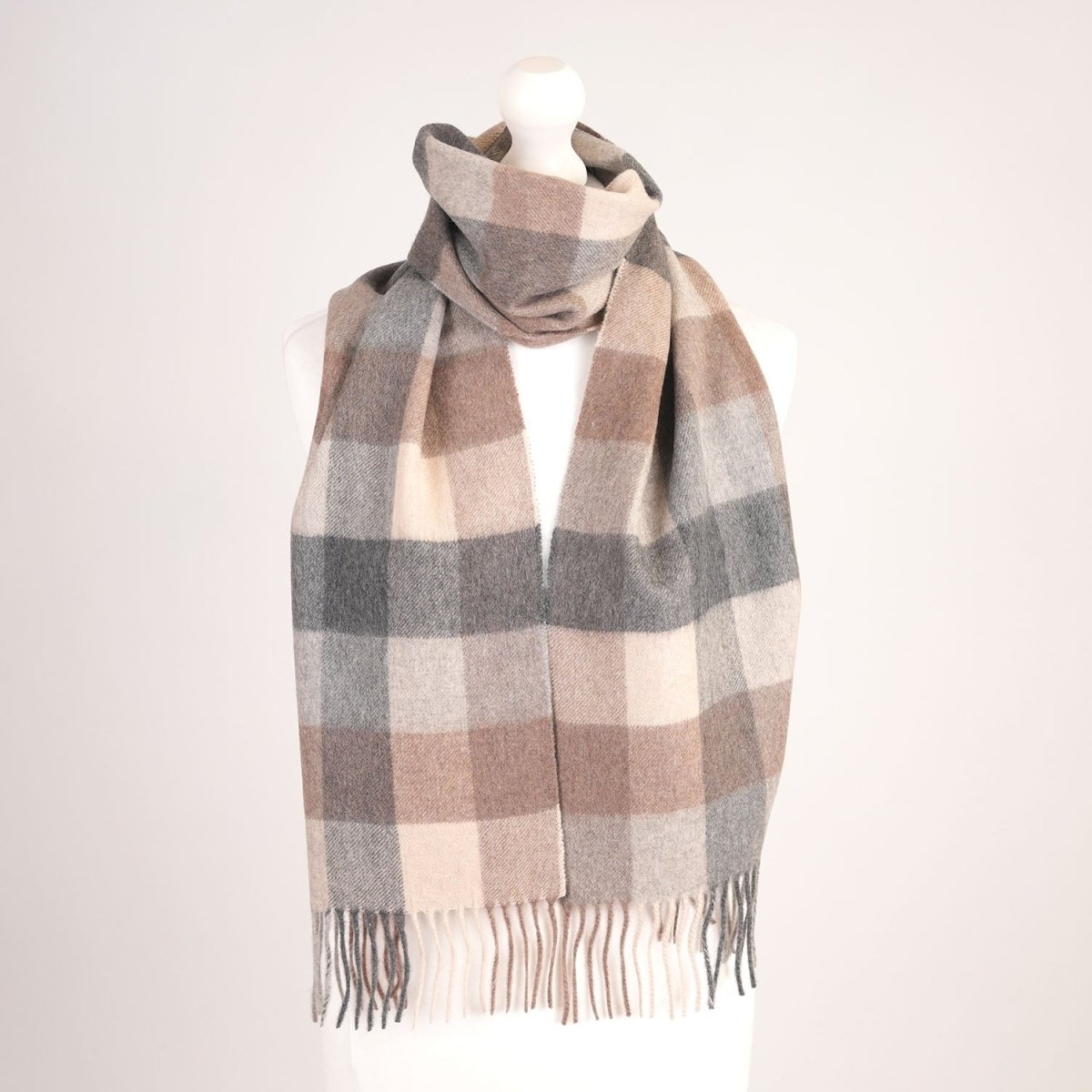 Edinburgh Cashmere Premium Lightweight Scarf - Ultra-Soft Luxury Wrap - 5 Square Tartan - Brown and Black - Heritage Of Scotland -
