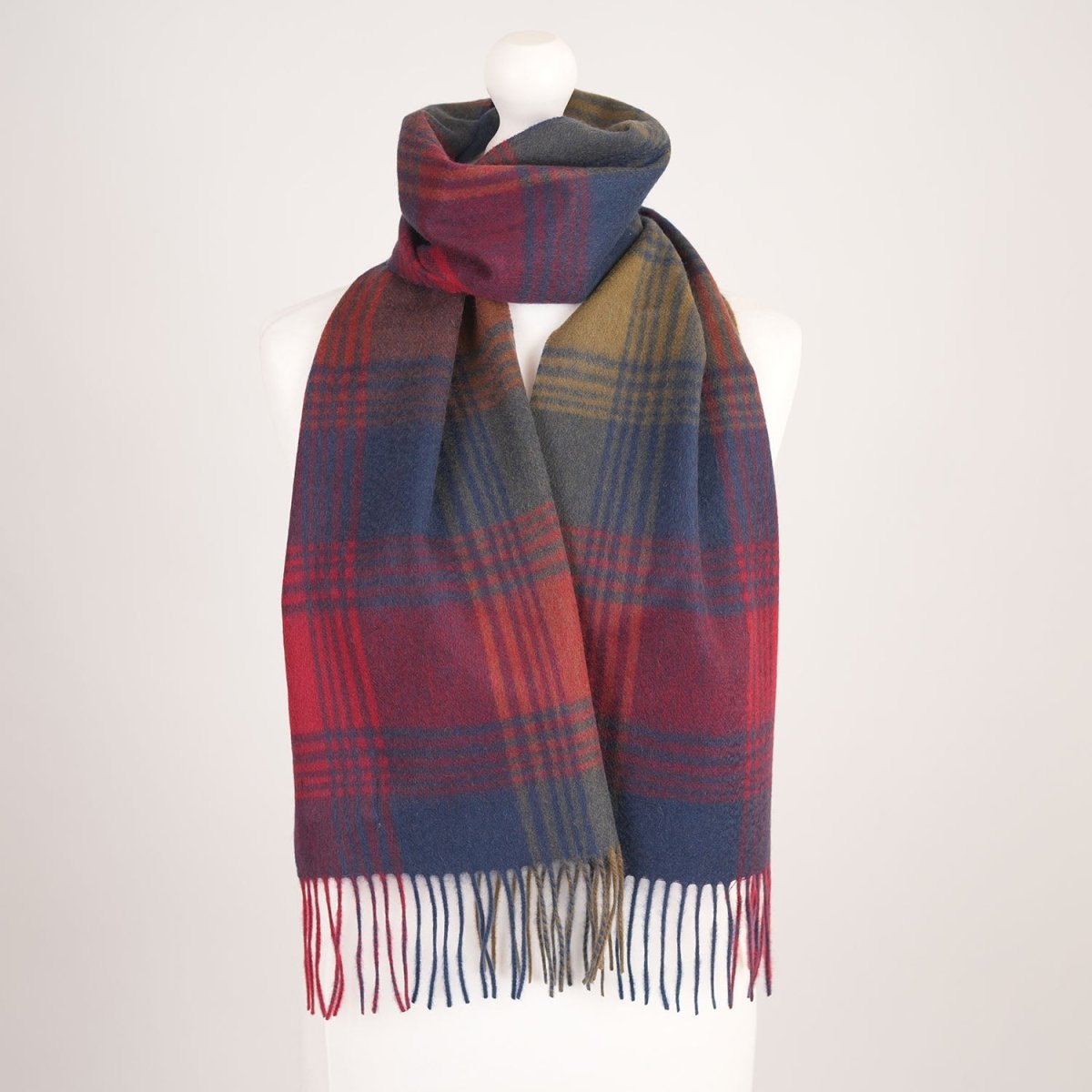 Edinburgh Cashmere Premium Lightweight Scarf - Ultra-Soft Luxury Wrap - Broken Check - Burgundy - Heritage Of Scotland -