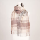 Edinburgh Cashmere Premium Lightweight Scarf - Ultra-Soft Luxury Wrap - Broken Check - Latte - Heritage Of Scotland -