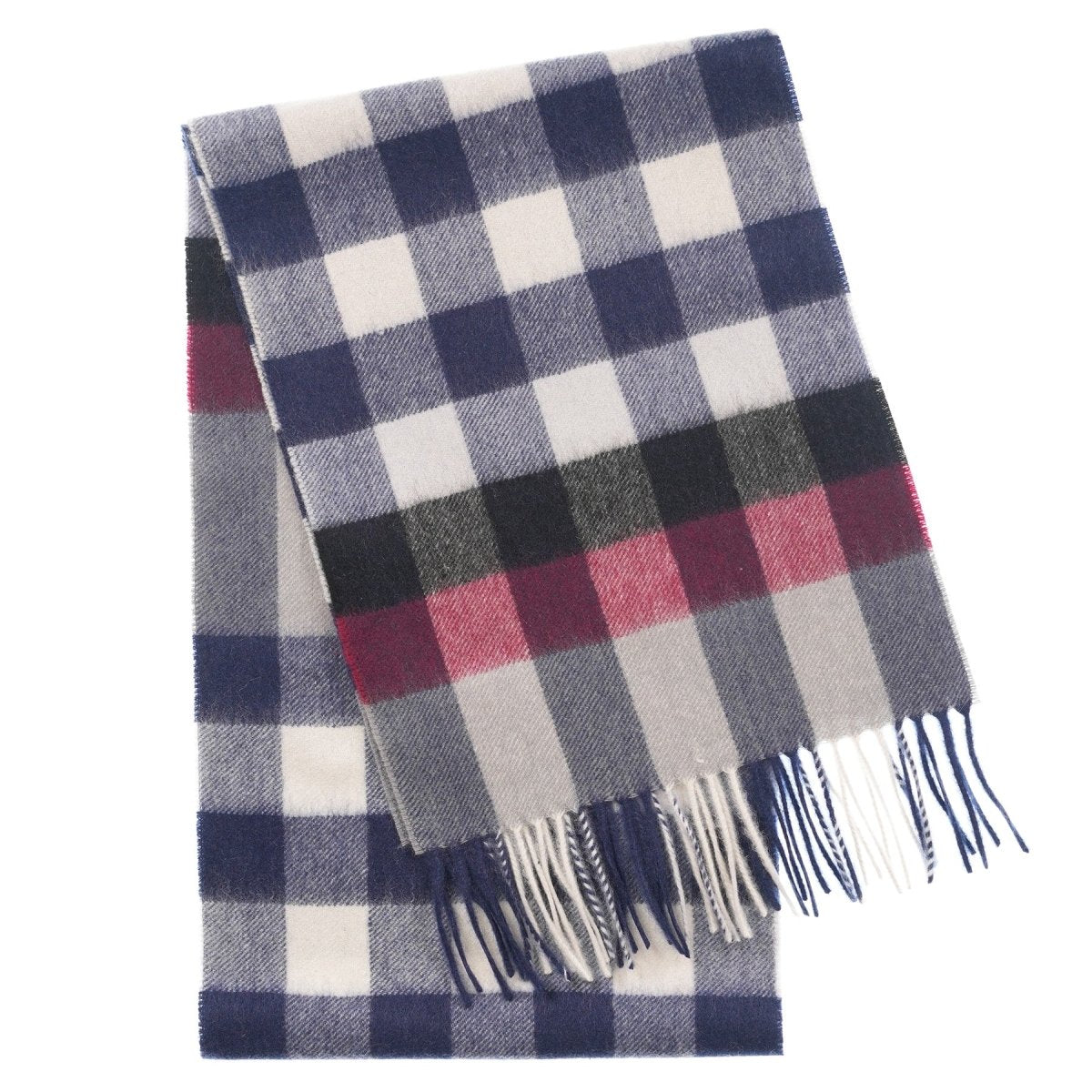 Edinburgh Cashmere Premium Lightweight Scarf - Ultra-Soft Luxury Wrap - Giant Chequer - Navy - Heritage Of Scotland -