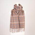 Edinburgh Cashmere Premium Lightweight Scarf - Ultra-Soft Luxury Wrap - GINGHAM TWEED CHECK TAN - Heritage Of Scotland -