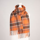 Edinburgh Cashmere Premium Lightweight Scarf - Ultra-Soft Luxury Wrap - Stewart Bright Orange - Heritage Of Scotland -